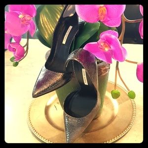 Zara Snakeskin Leather D'Orsay High Heel Court